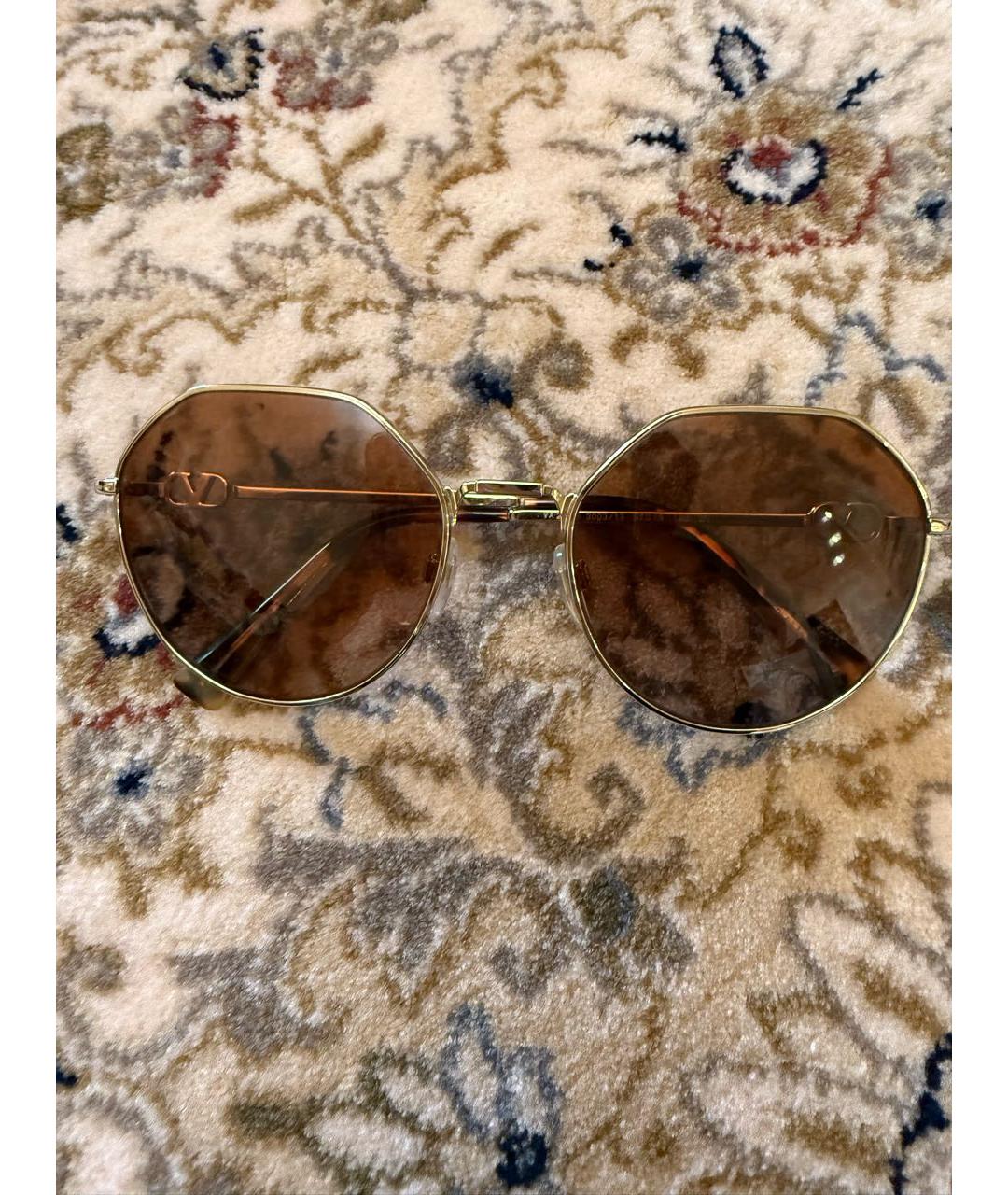 VALENTINO Золотые металлические солнцезащитные очки, фото 5
