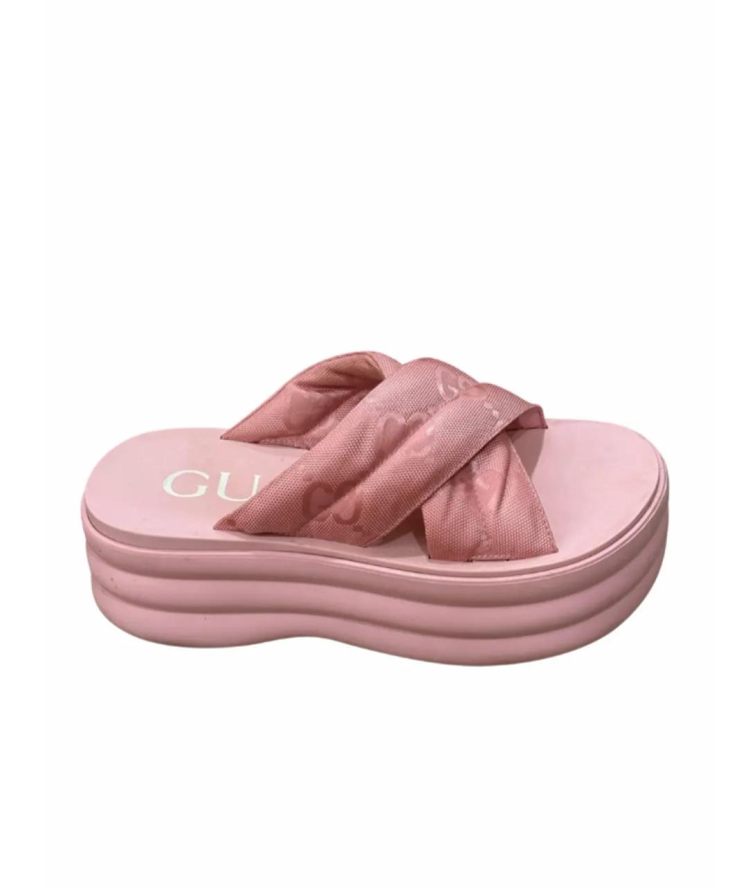 GUCCI Розовые шлепанцы из искусственной кожи, фото 1