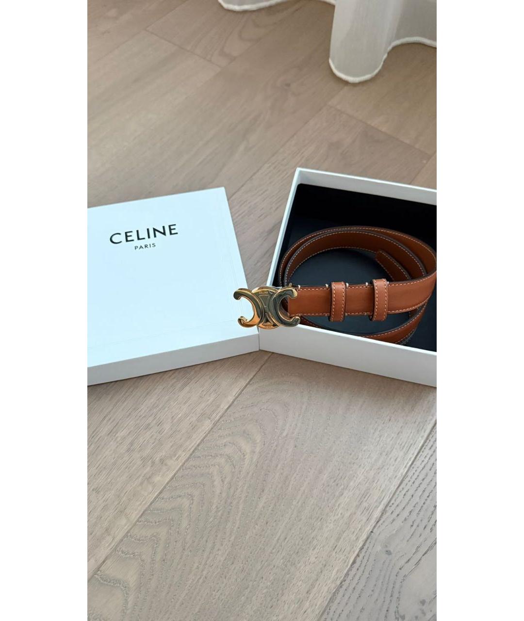 CELINE Коричневый кожаный ремень, фото 2