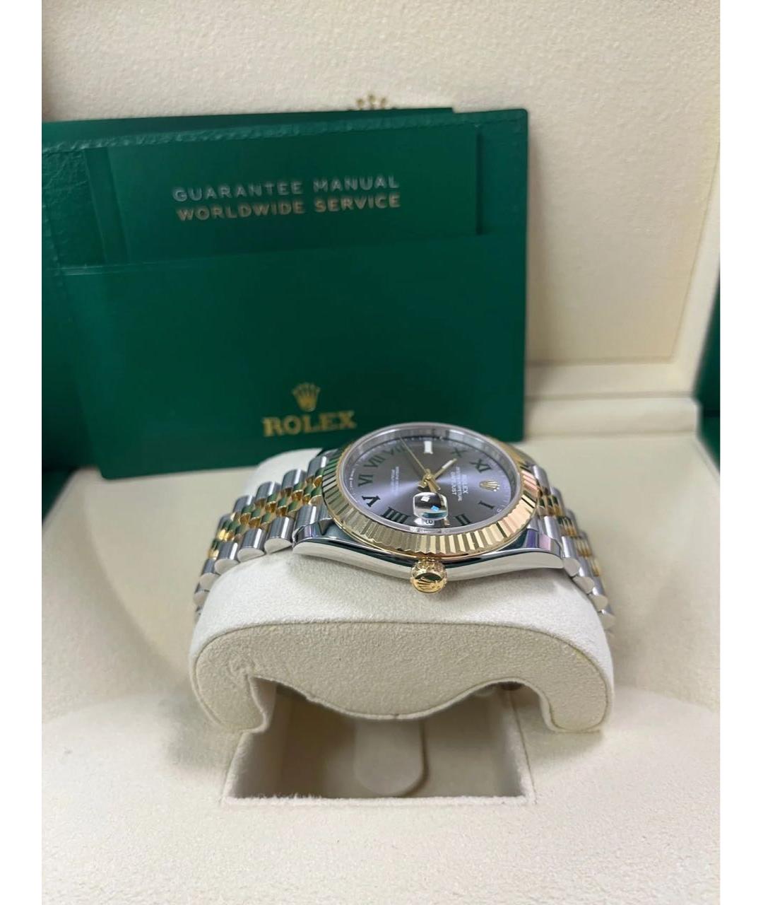ROLEX Антрацитовые часы из желтого золота, фото 4