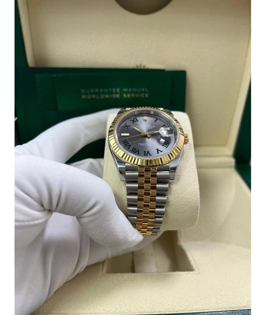 ROLEX Антрацитовые часы из желтого золота, фото 7