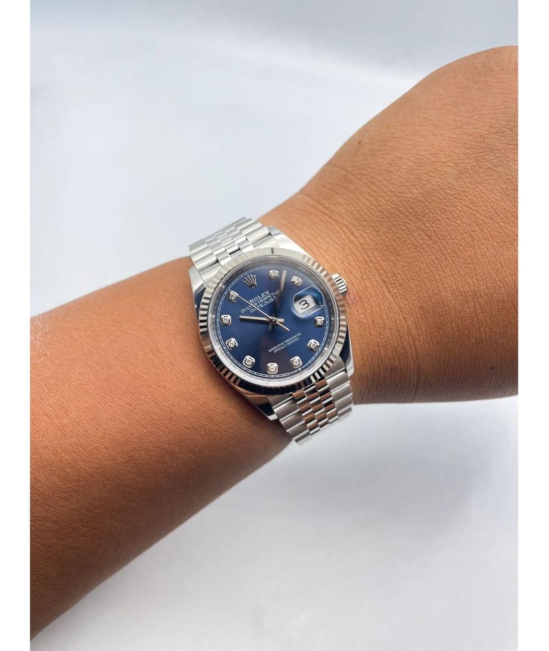 ROLEX Темно-синие часы из белого золота, фото 5