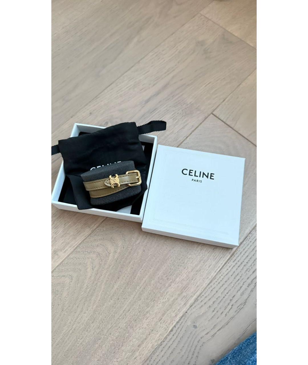 CELINE Хаки кожаный браслет, фото 2