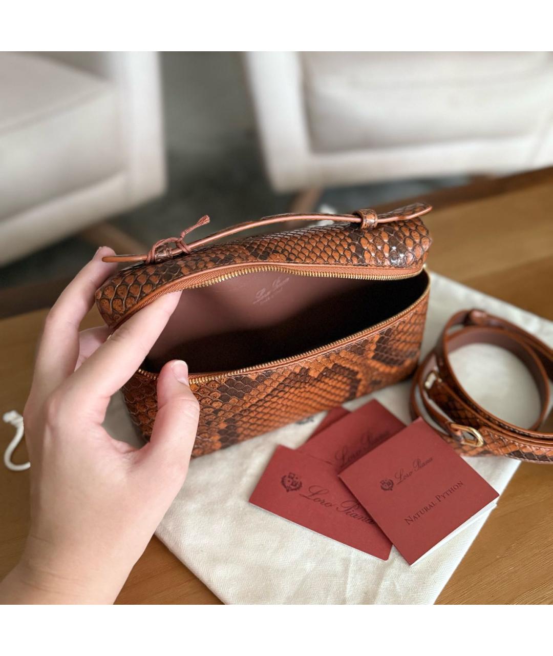 LORO PIANA Коричневая сумка через плечо из экзотической кожи, фото 7