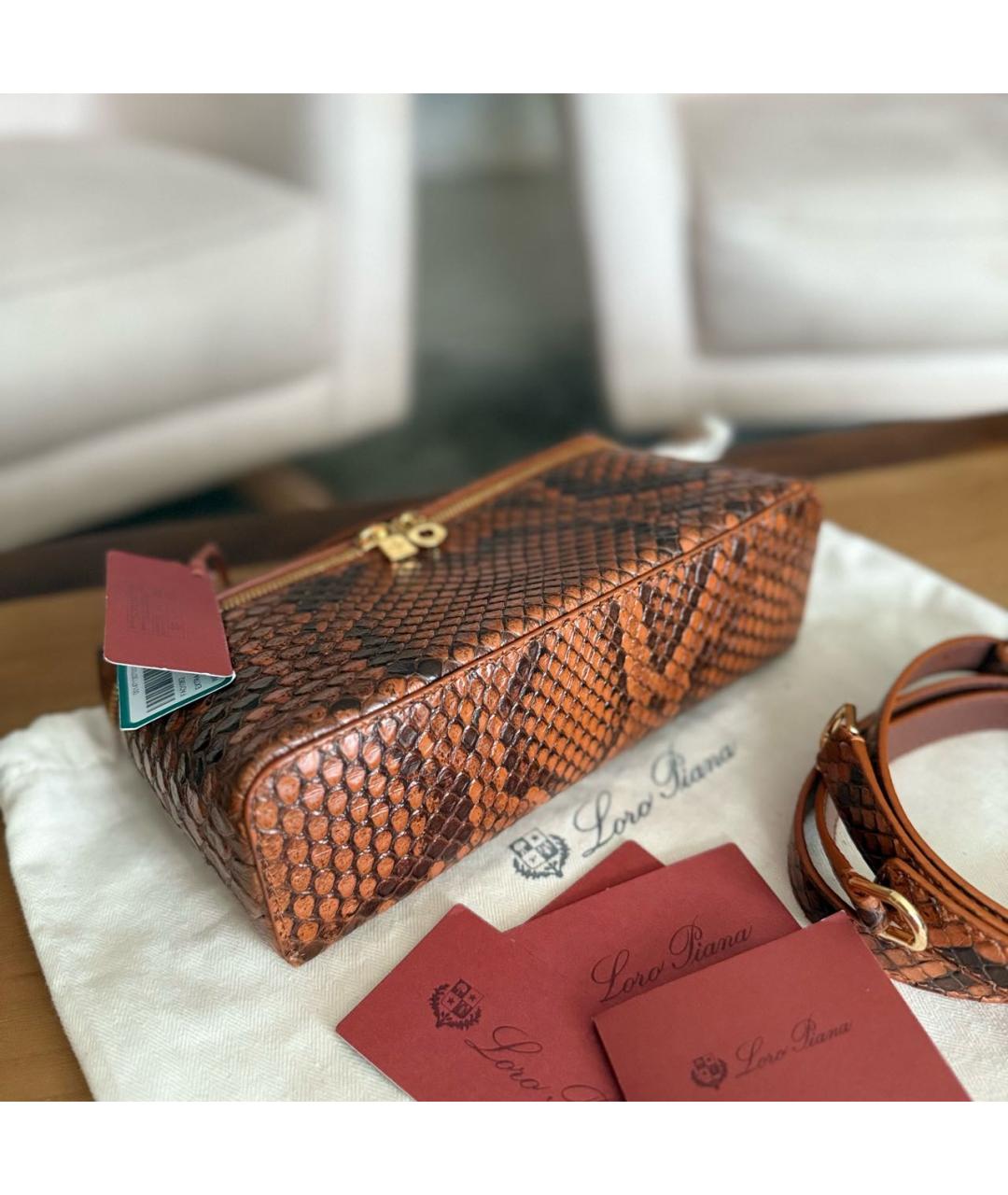 LORO PIANA Коричневая сумка через плечо из экзотической кожи, фото 5