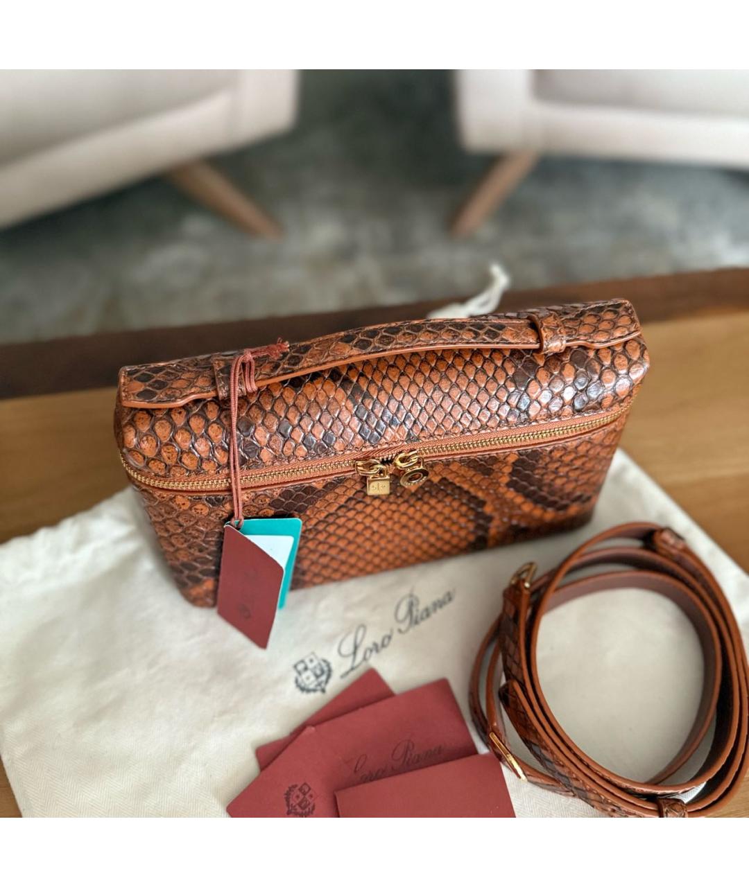LORO PIANA Коричневая сумка через плечо из экзотической кожи, фото 3