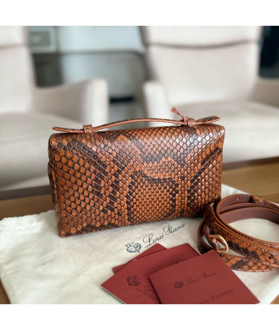 LORO PIANA Коричневая сумка через плечо из экзотической кожи, фото 4