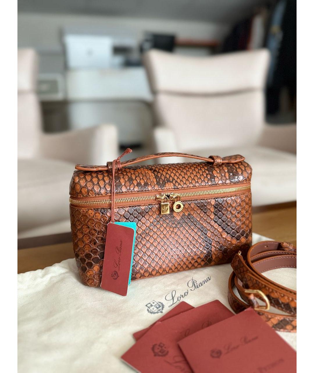 LORO PIANA Коричневая сумка через плечо из экзотической кожи, фото 2