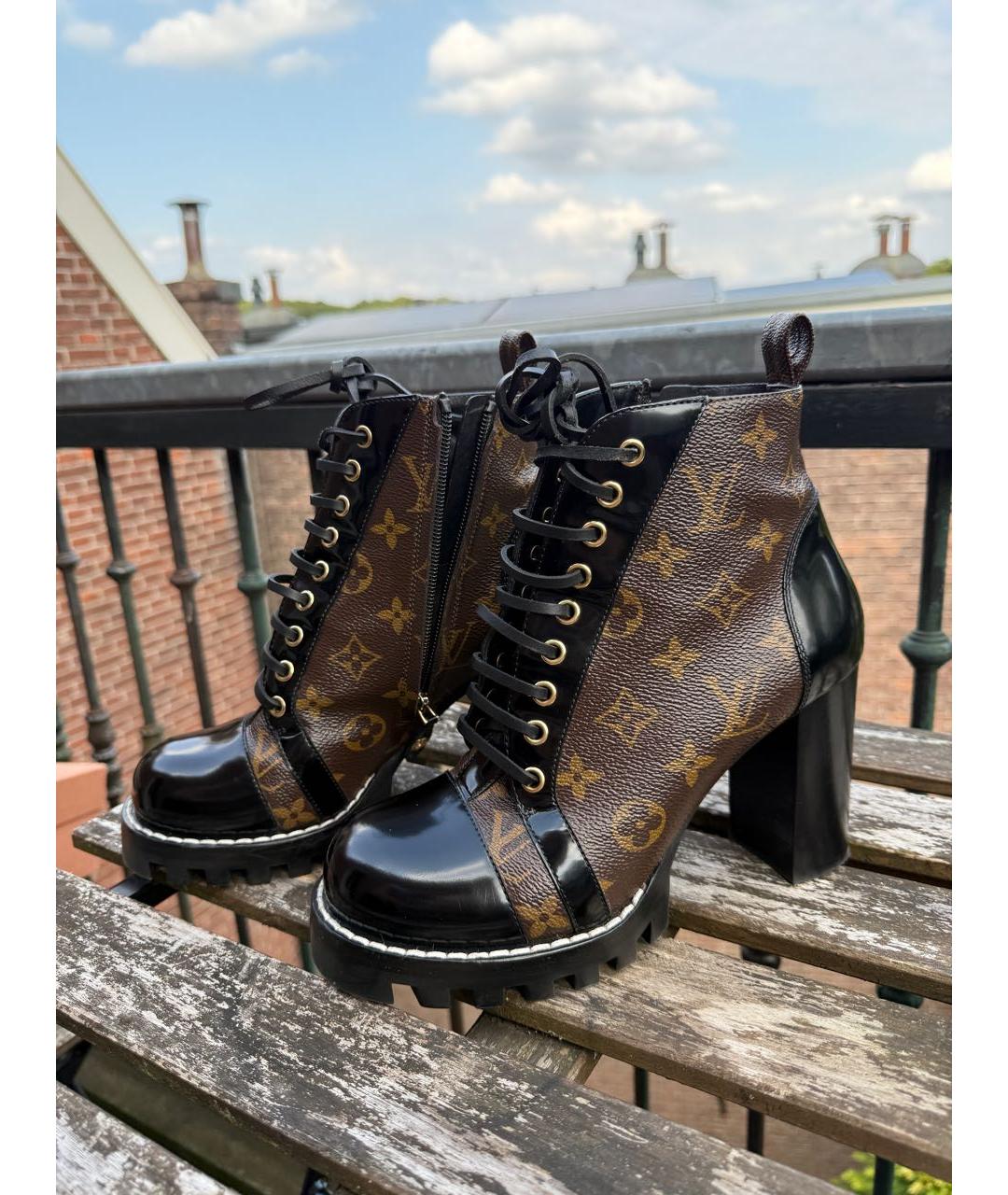 LOUIS VUITTON Коричневые кожаные ботильоны, фото 3