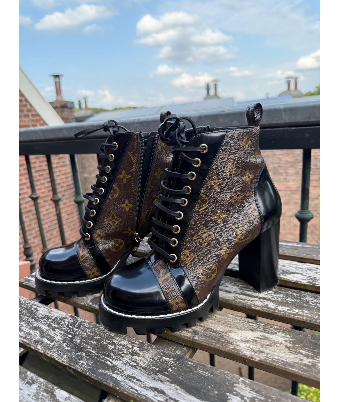 LOUIS VUITTON Коричневые кожаные ботильоны, фото 2