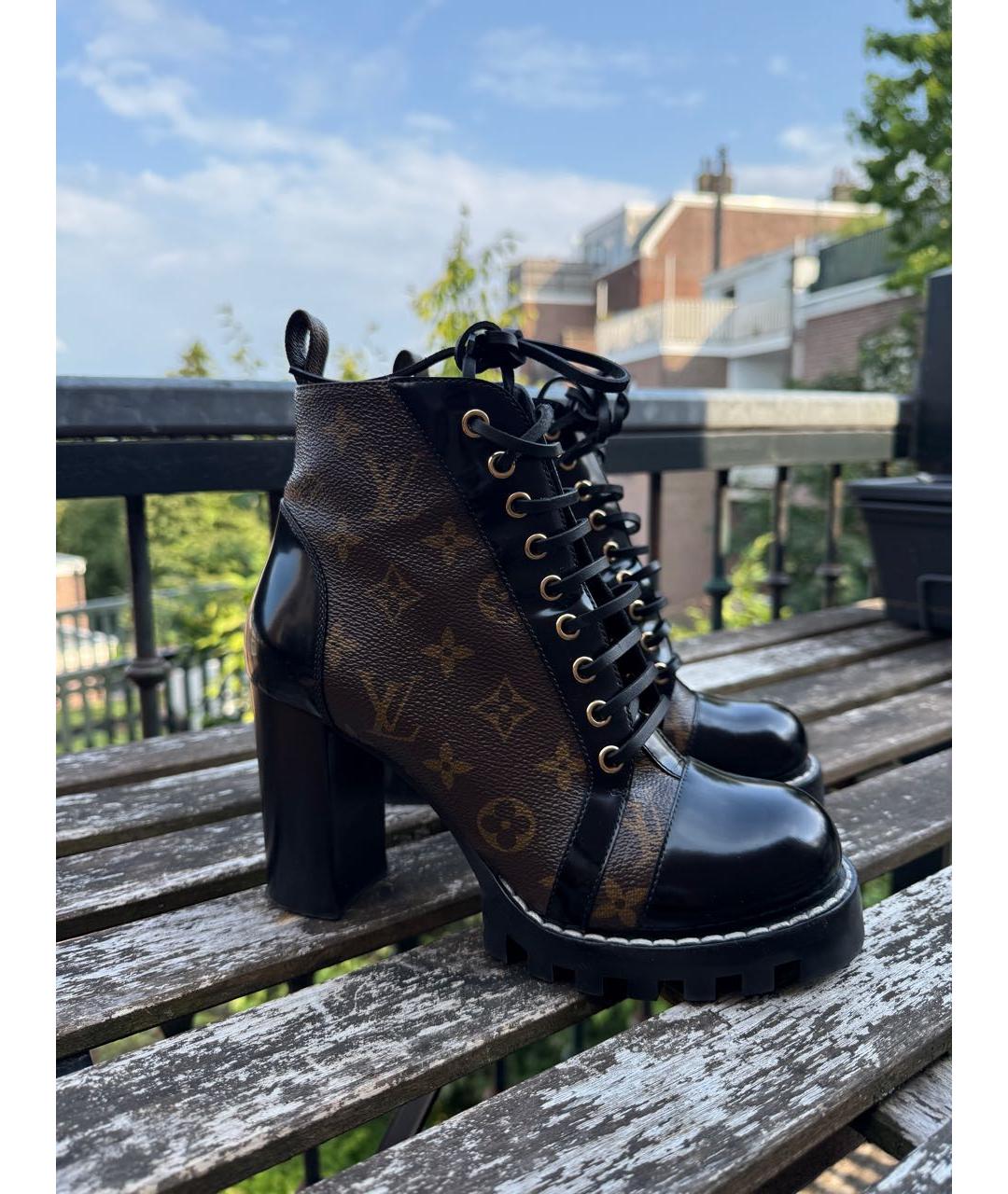 LOUIS VUITTON Коричневые кожаные ботильоны, фото 7