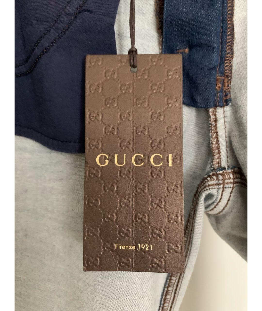 GUCCI Синие хлопковые джинсы слим, фото 5