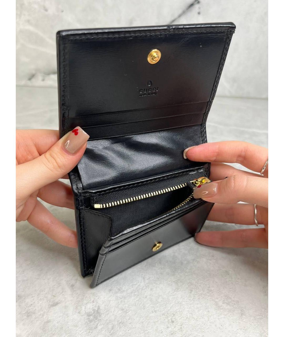 GUCCI Черный кожаный кошелек, фото 4