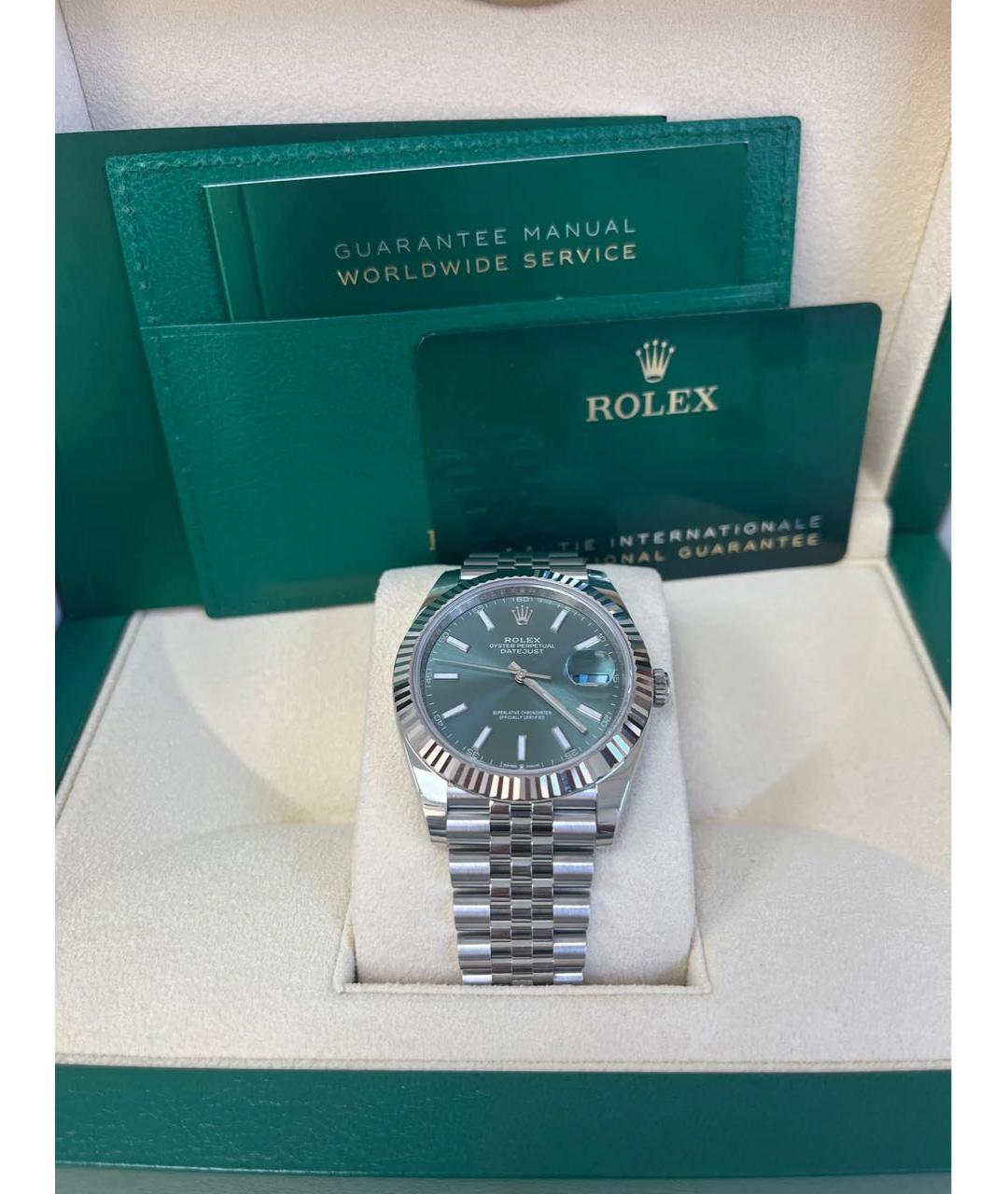 ROLEX Зеленые часы из белого золота, фото 2