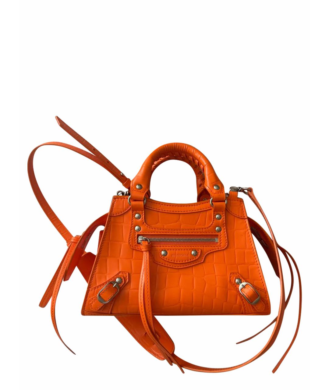 BALENCIAGA Оранжевая кожаная сумка тоут, фото 1