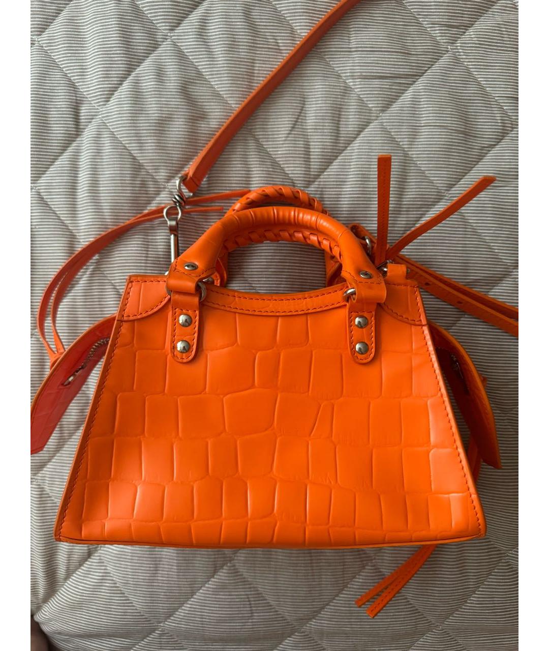 BALENCIAGA Оранжевая кожаная сумка тоут, фото 5