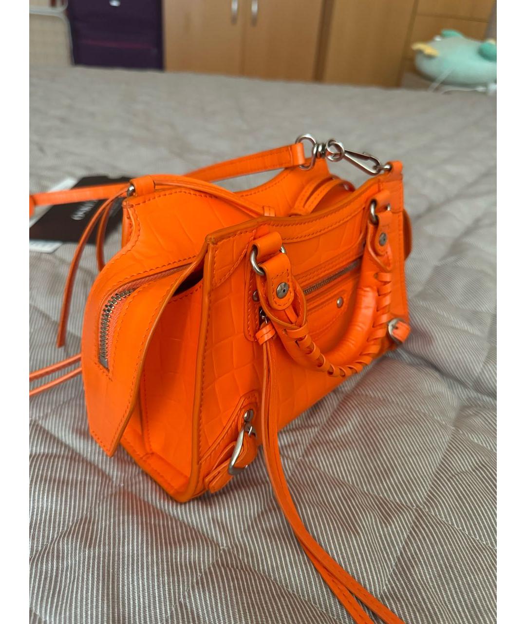 BALENCIAGA Оранжевая кожаная сумка тоут, фото 2
