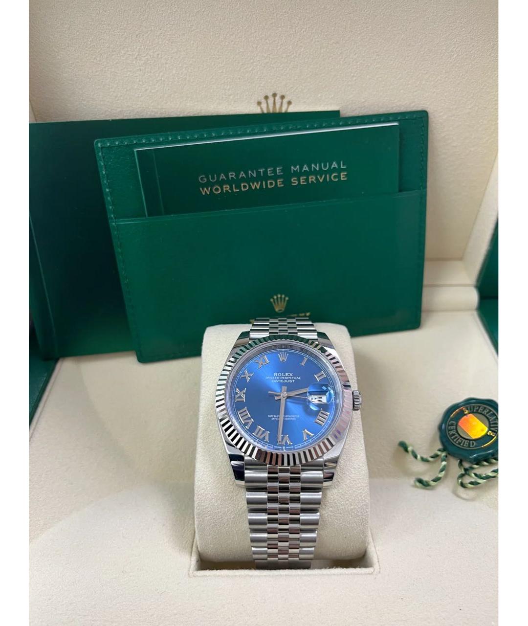 ROLEX Синие часы из белого золота, фото 5