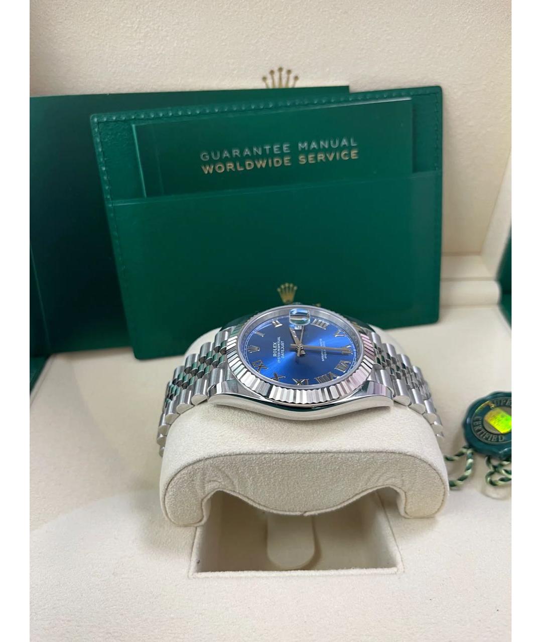 ROLEX Синие часы из белого золота, фото 7