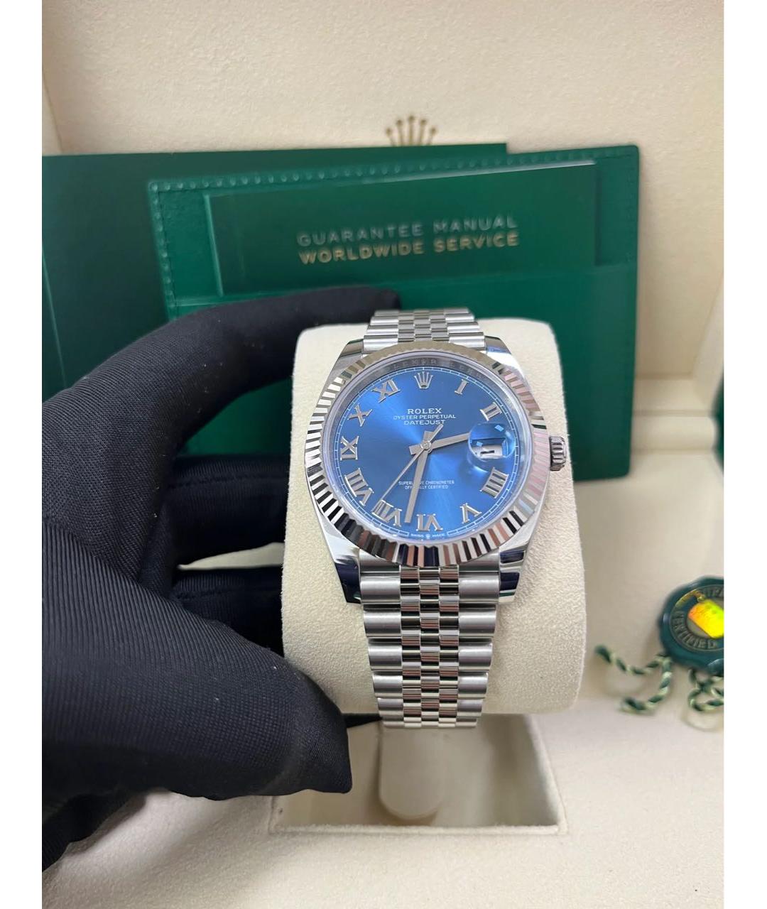 ROLEX Синие часы из белого золота, фото 2