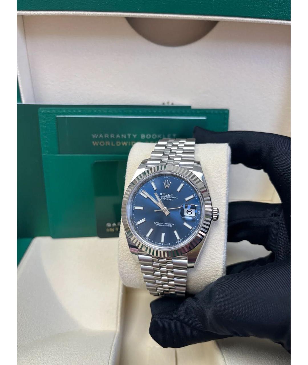 ROLEX Синие часы из белого золота, фото 4