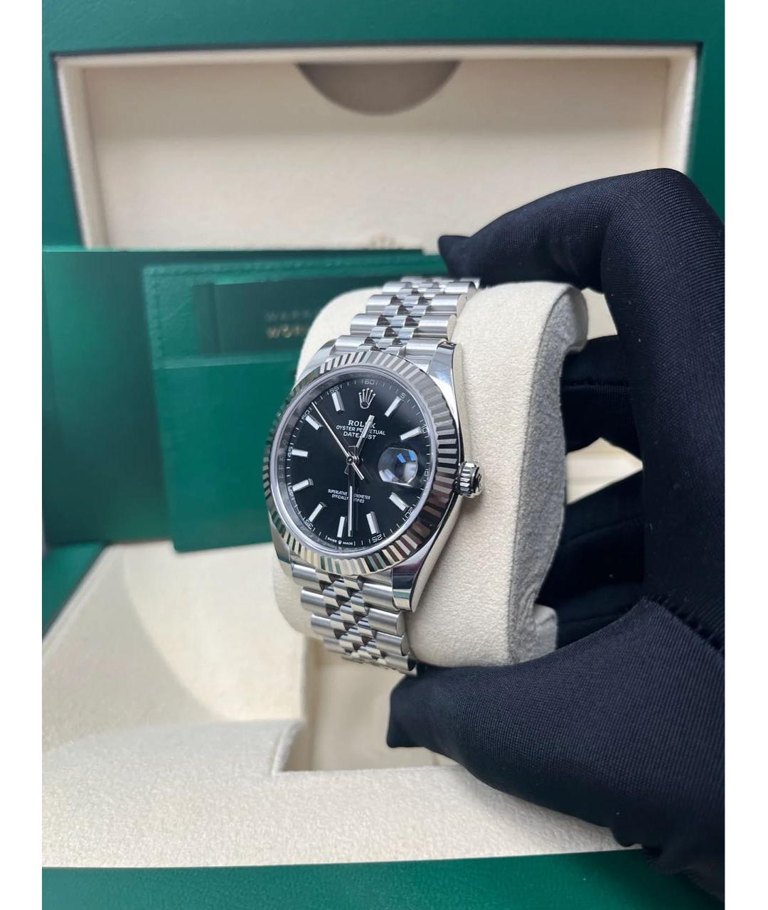 ROLEX Черные часы из белого золота, фото 4