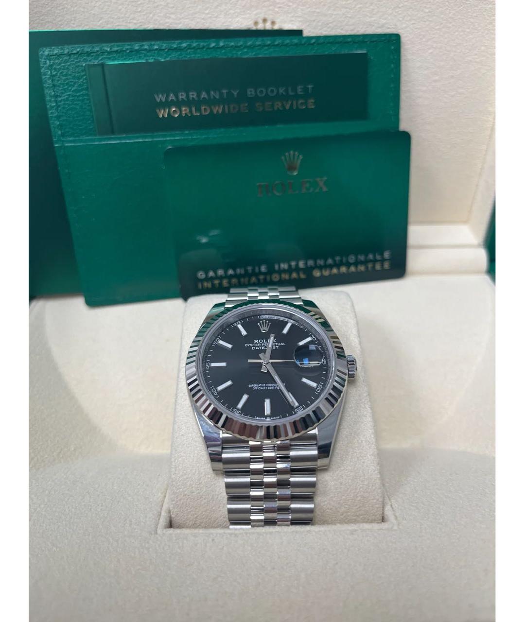ROLEX Черные часы из белого золота, фото 8