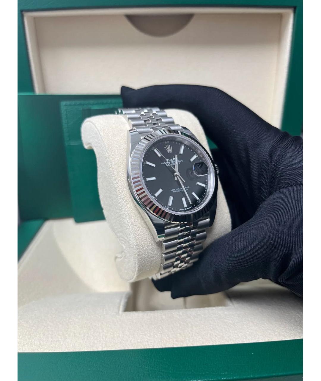 ROLEX Черные часы из белого золота, фото 2
