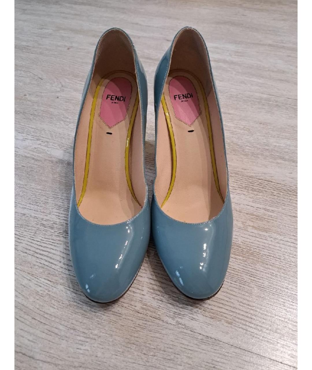 FENDI Голубые кожаные туфли, фото 2