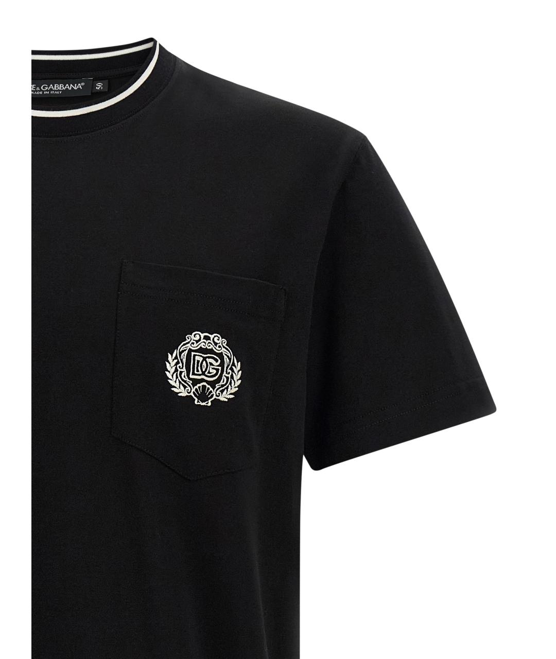 DOLCE&GABBANA Черная хлопковая футболка, фото 3