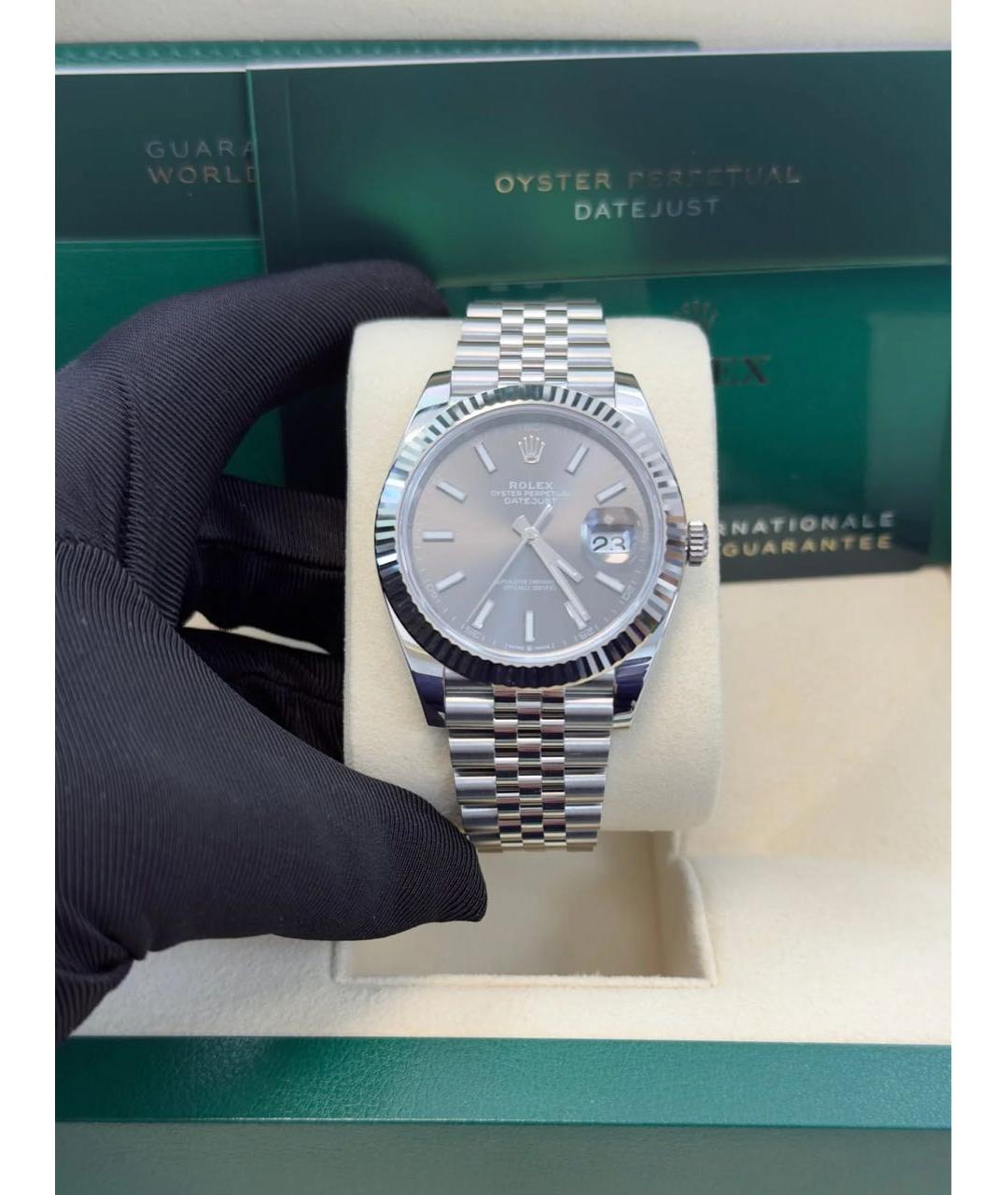 ROLEX Антрацитовые часы из белого золота, фото 4