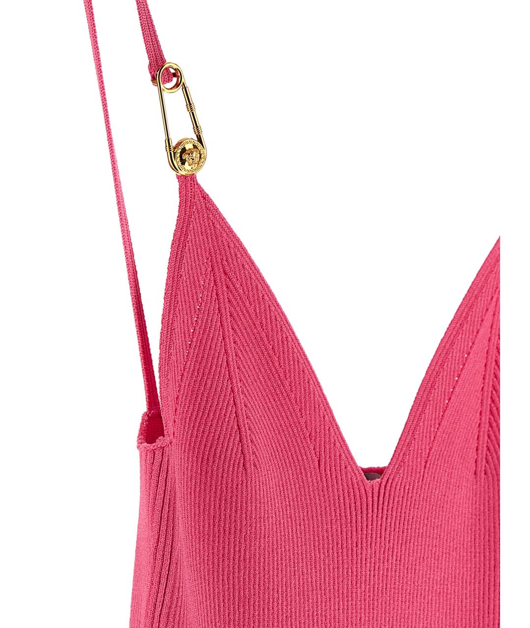 VERSACE Фуксия вискозное коктейльное платье, фото 4