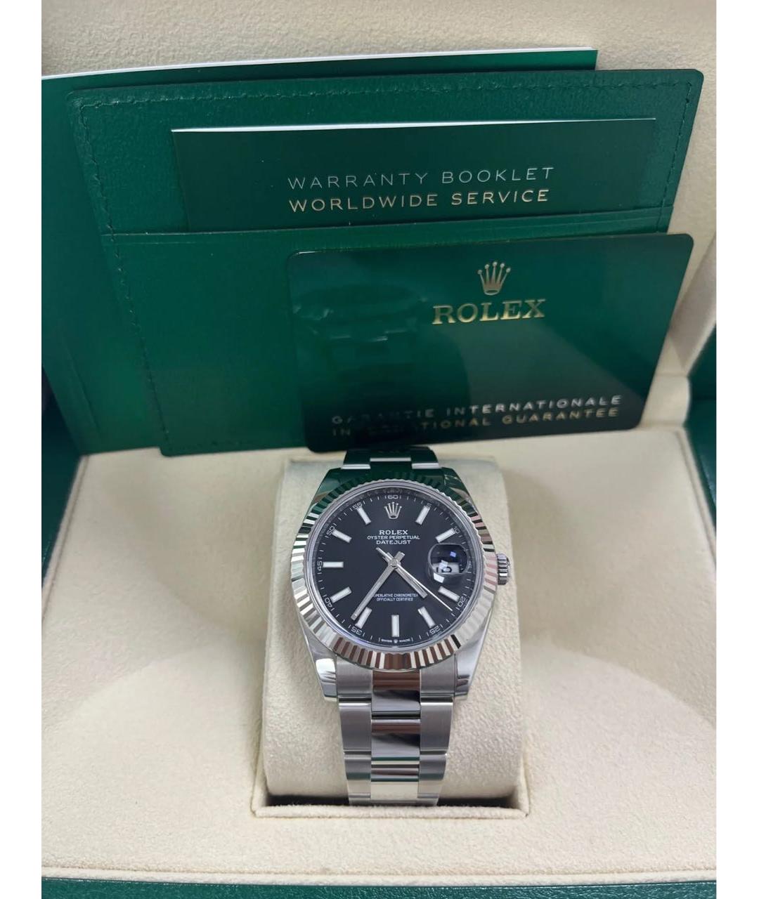 ROLEX Черные часы из белого золота, фото 2