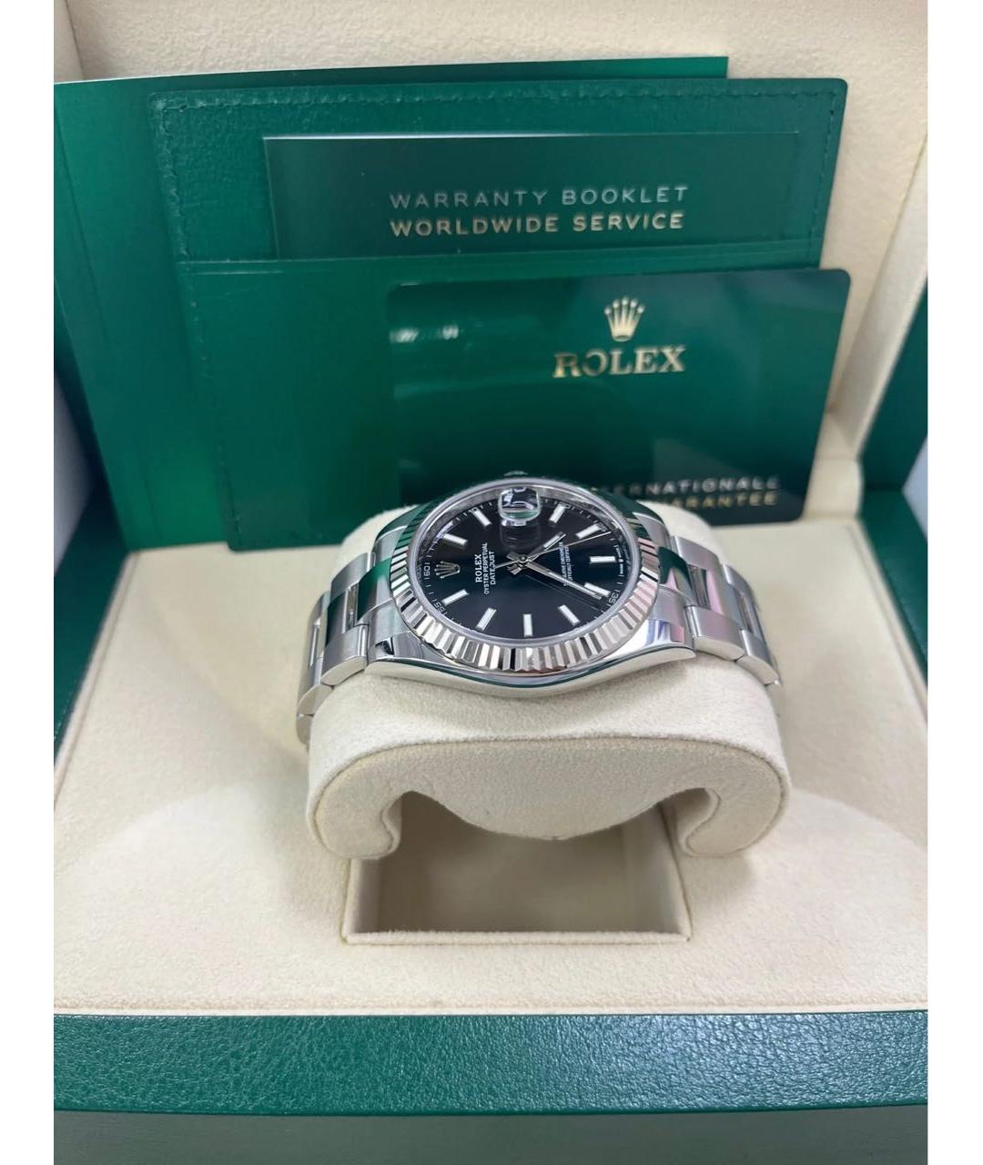 ROLEX Черные часы из белого золота, фото 3