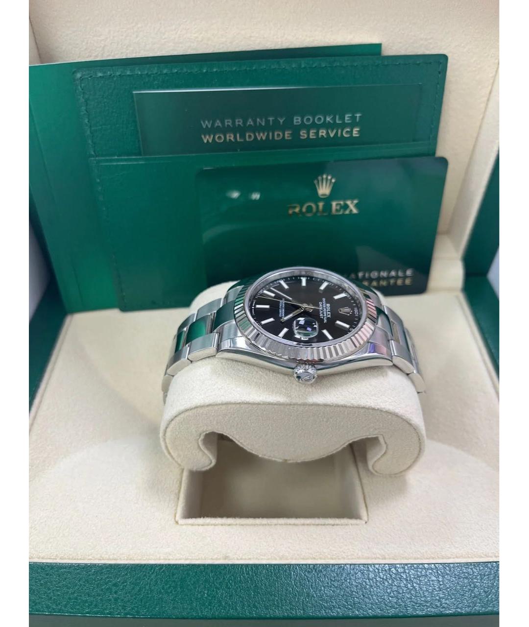 ROLEX Черные часы из белого золота, фото 4