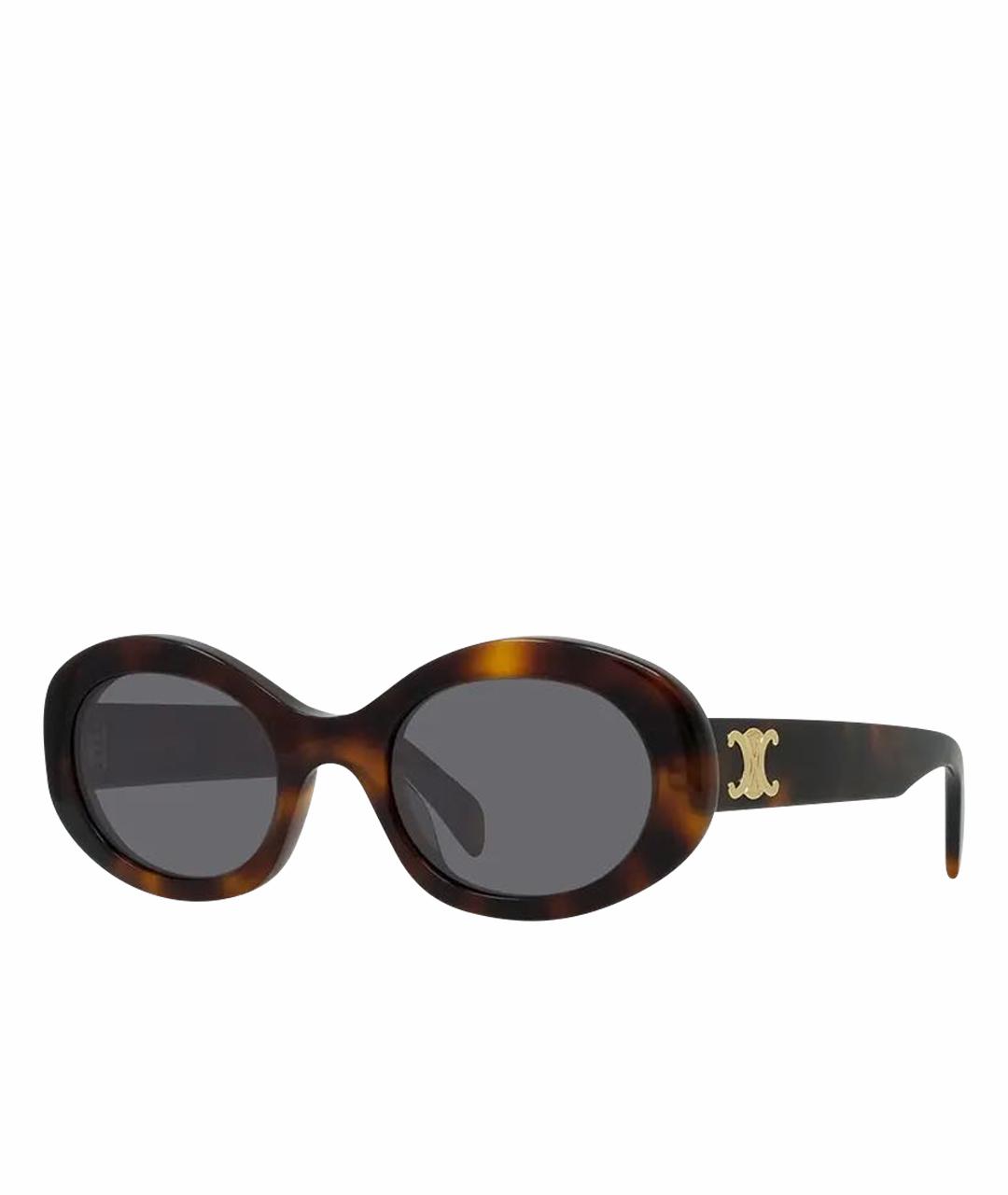 CELINE Коричневые пластиковые солнцезащитные очки, фото 1