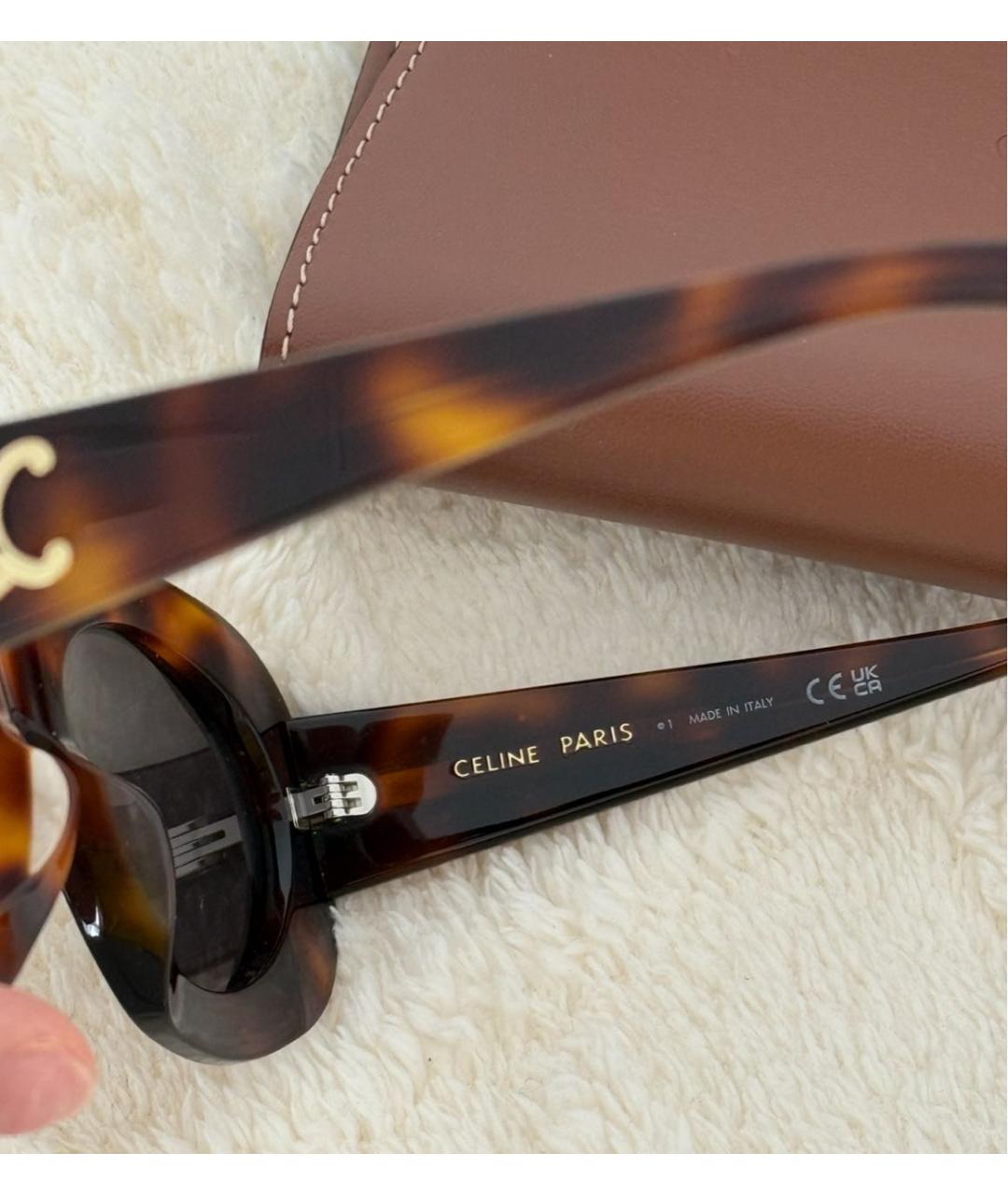 CELINE Коричневые пластиковые солнцезащитные очки, фото 5
