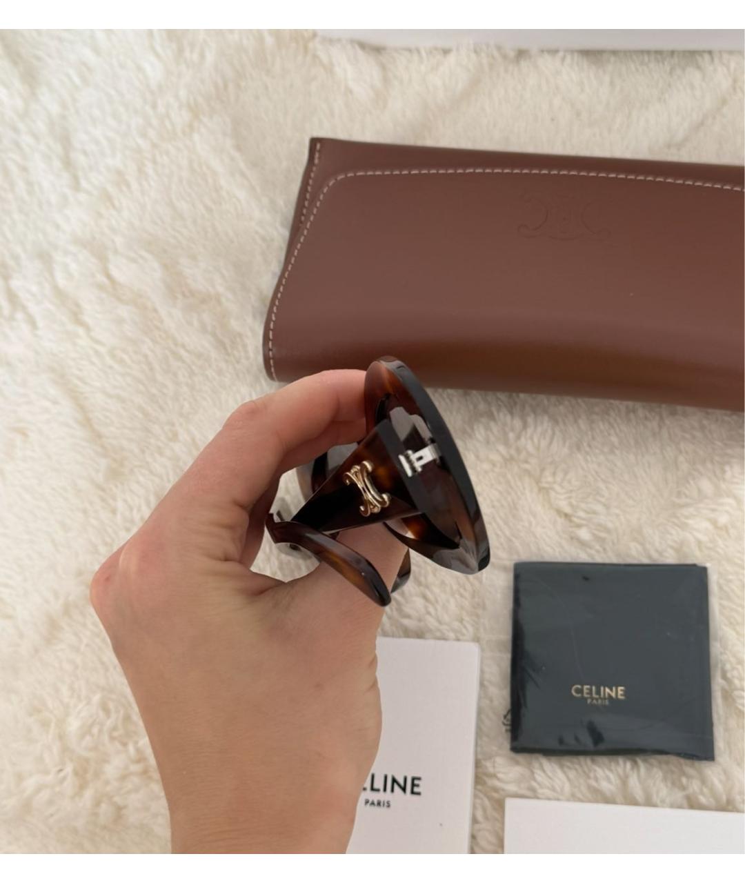 CELINE Коричневые пластиковые солнцезащитные очки, фото 7