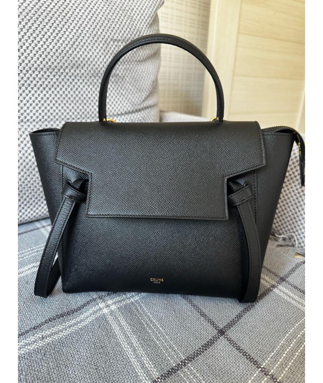 CELINE Черная кожаная сумка тоут, фото 2