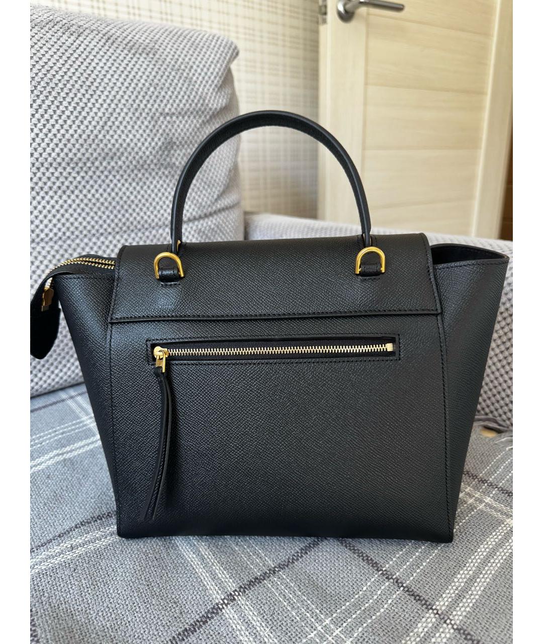CELINE Черная кожаная сумка тоут, фото 4