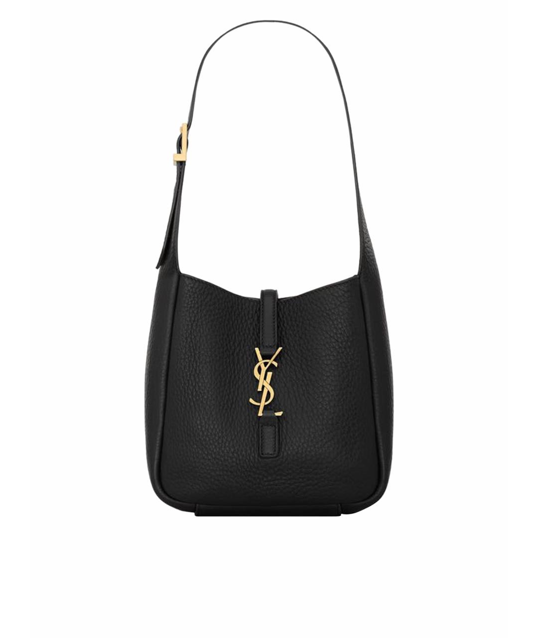 SAINT LAURENT Черная кожаная сумка с короткими ручками, фото 9