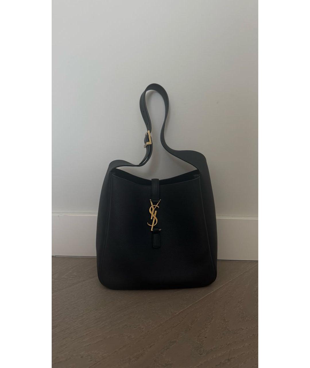 SAINT LAURENT Черная кожаная сумка с короткими ручками, фото 2