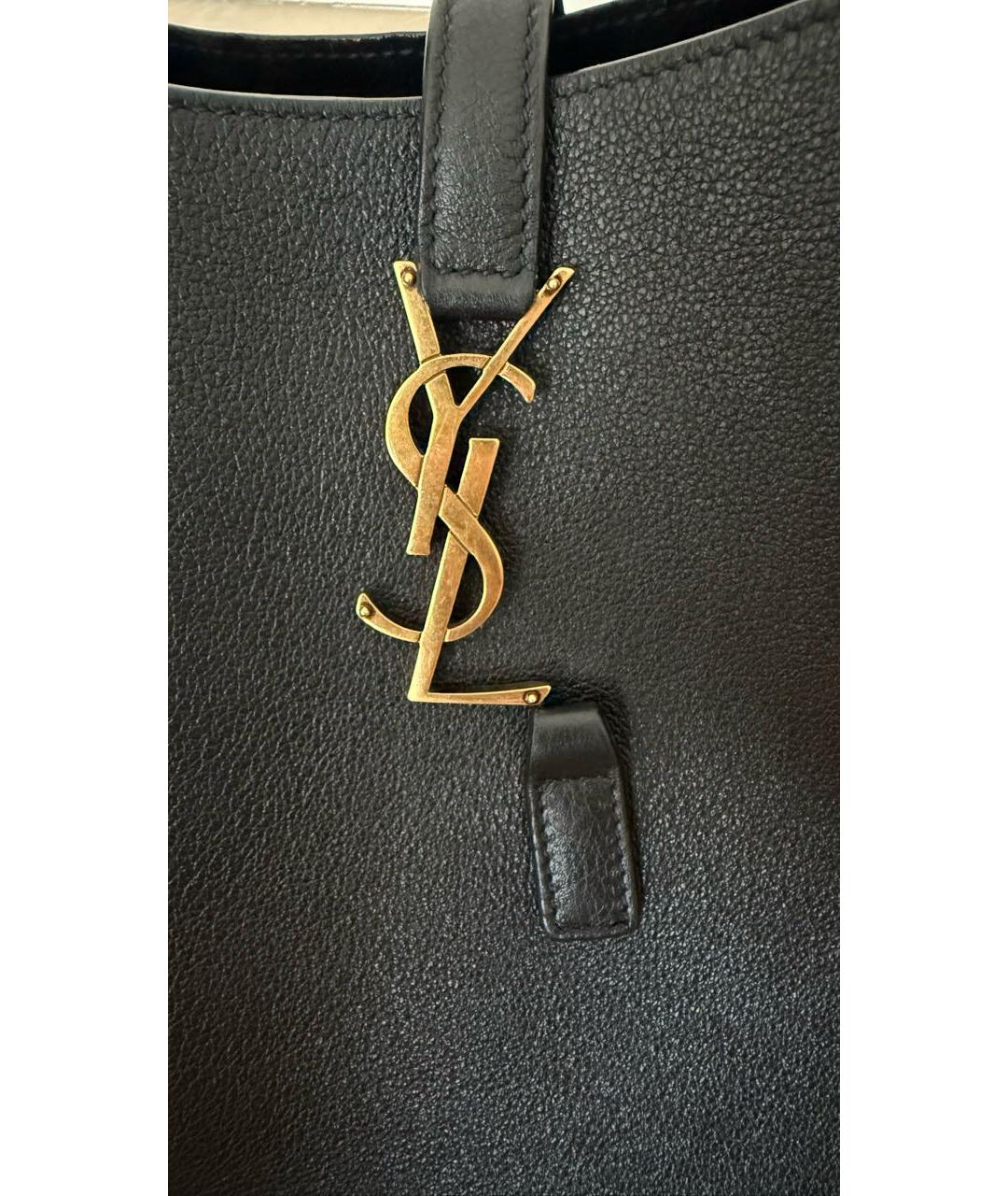 SAINT LAURENT Черная кожаная сумка с короткими ручками, фото 8