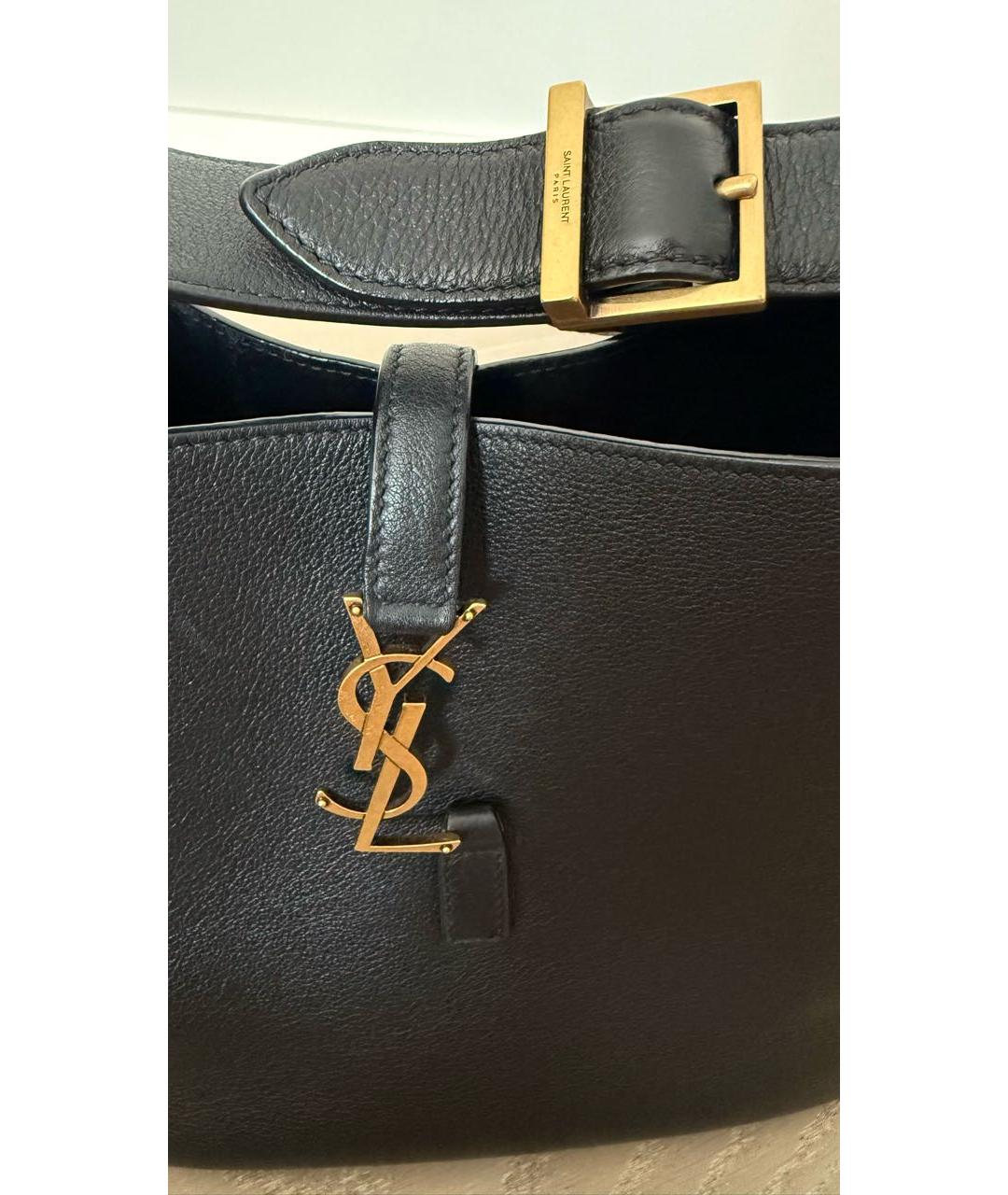 SAINT LAURENT Черная кожаная сумка с короткими ручками, фото 7