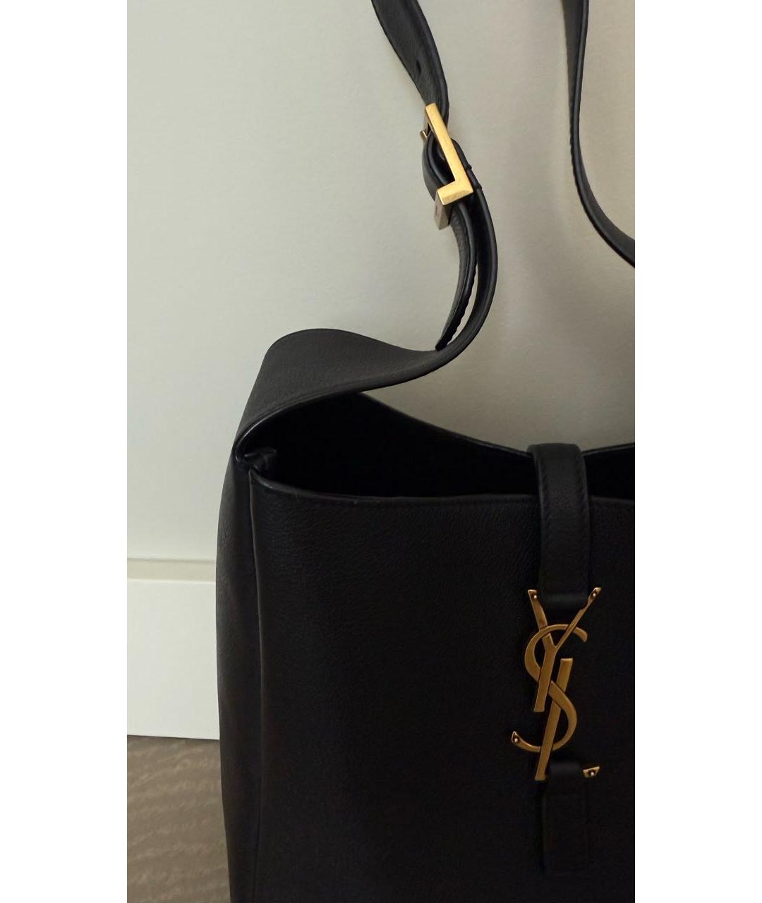 SAINT LAURENT Черная кожаная сумка с короткими ручками, фото 4