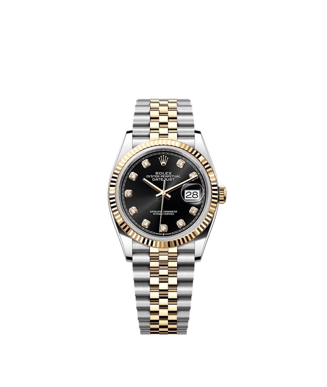 ROLEX Черные часы из желтого золота, фото 1
