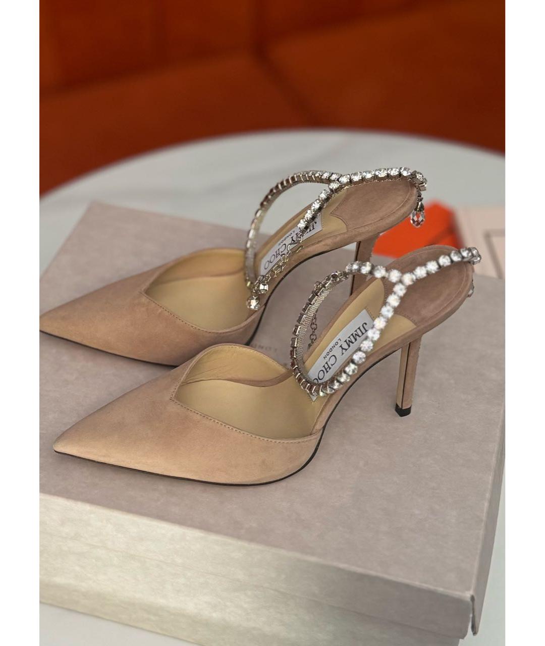 JIMMY CHOO Бежевые свадебные туфли на высоком каблуке, фото 5