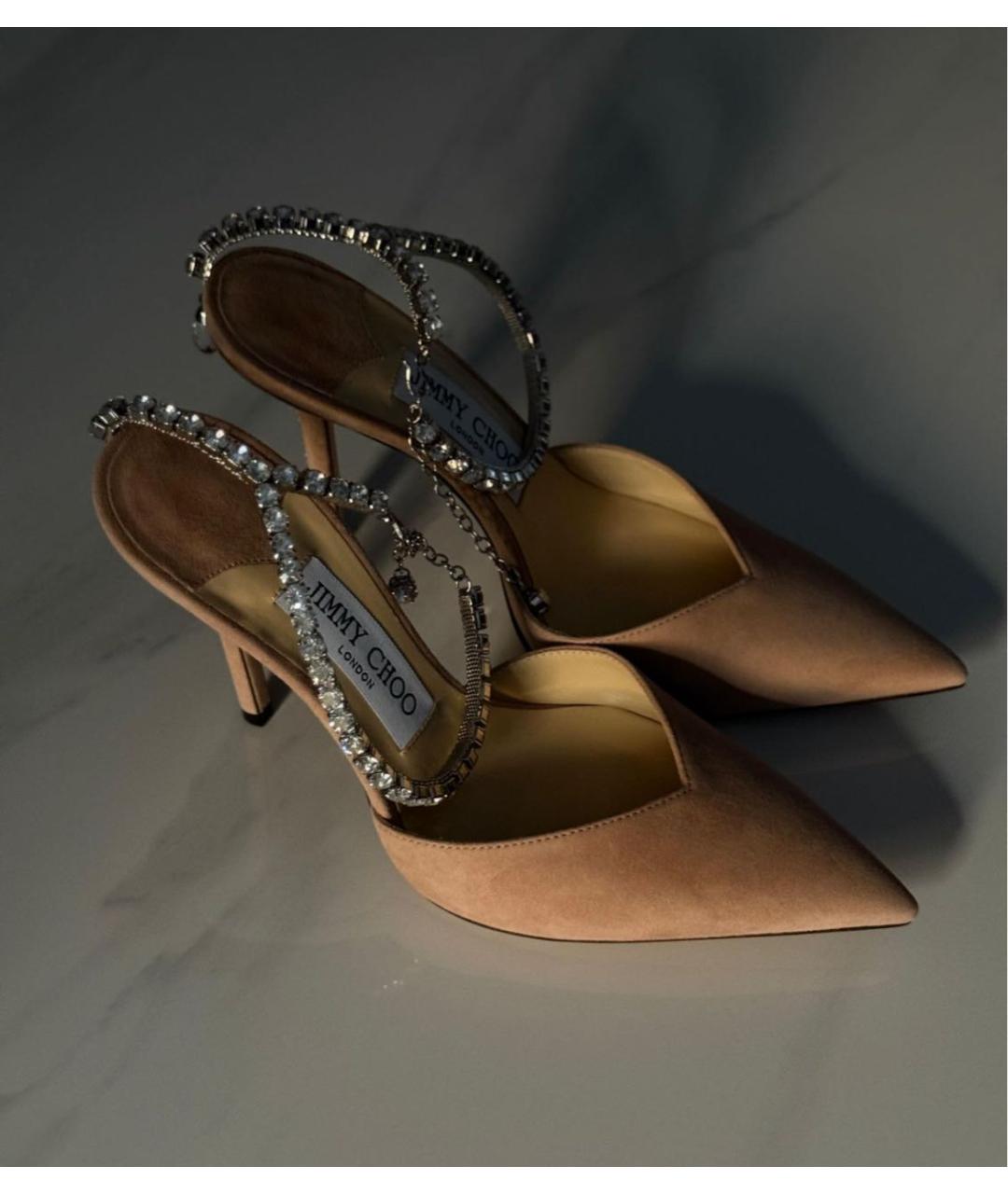 JIMMY CHOO Бежевые свадебные туфли на высоком каблуке, фото 3