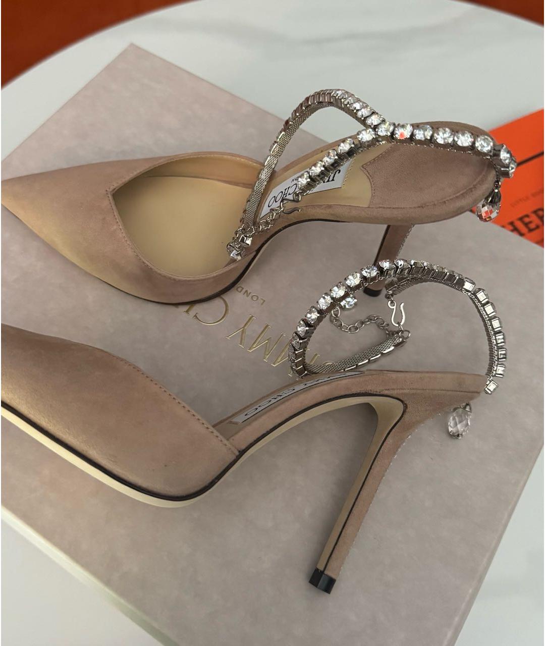 JIMMY CHOO Бежевые свадебные туфли на высоком каблуке, фото 4