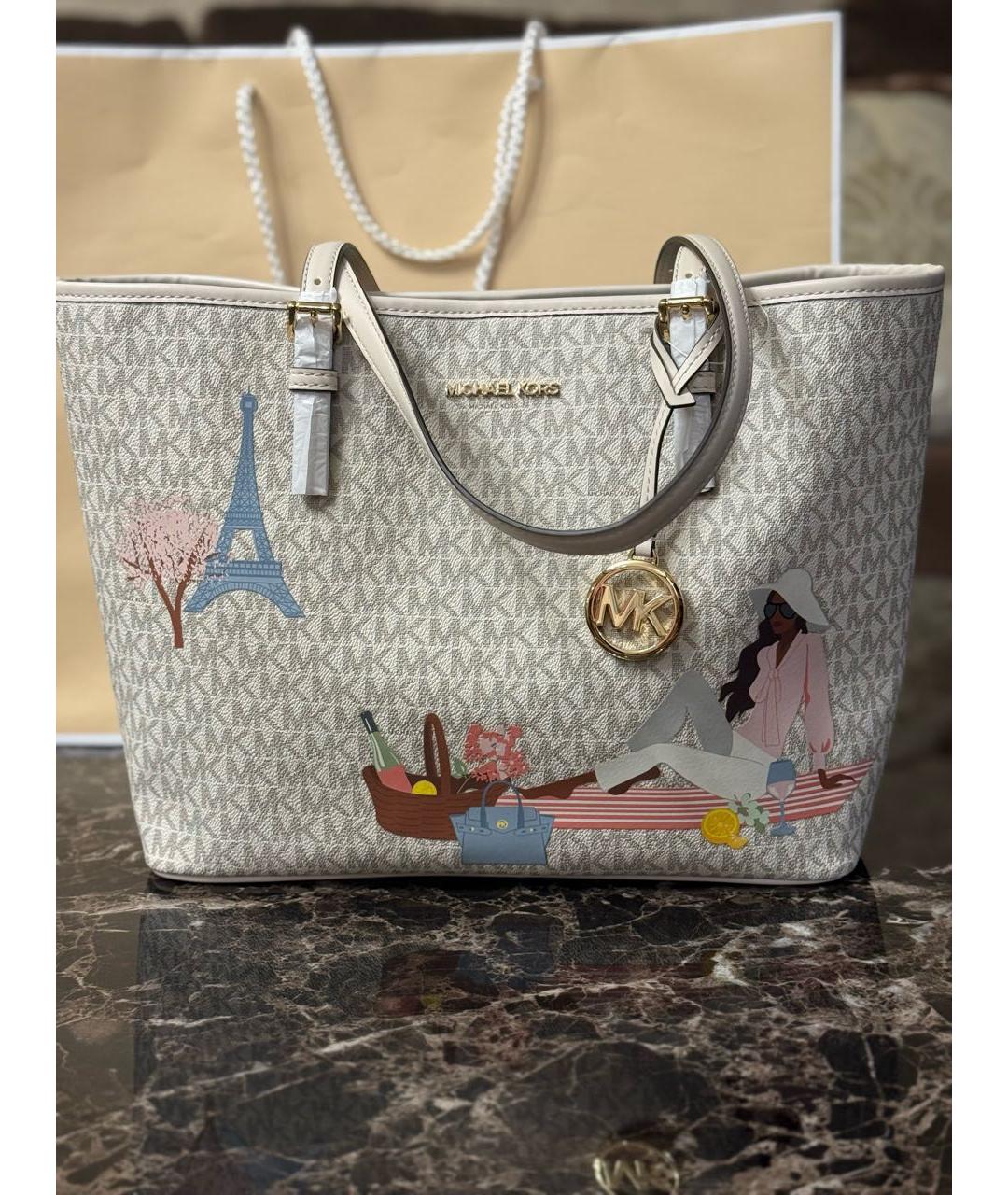 MICHAEL KORS Бежевая сумка тоут, фото 9